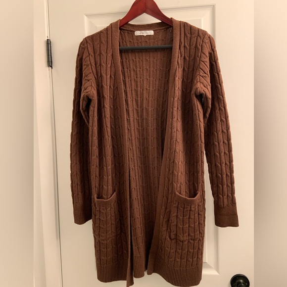 Knitted brown long cardigan - Cleo brand - Picture 1 of 7